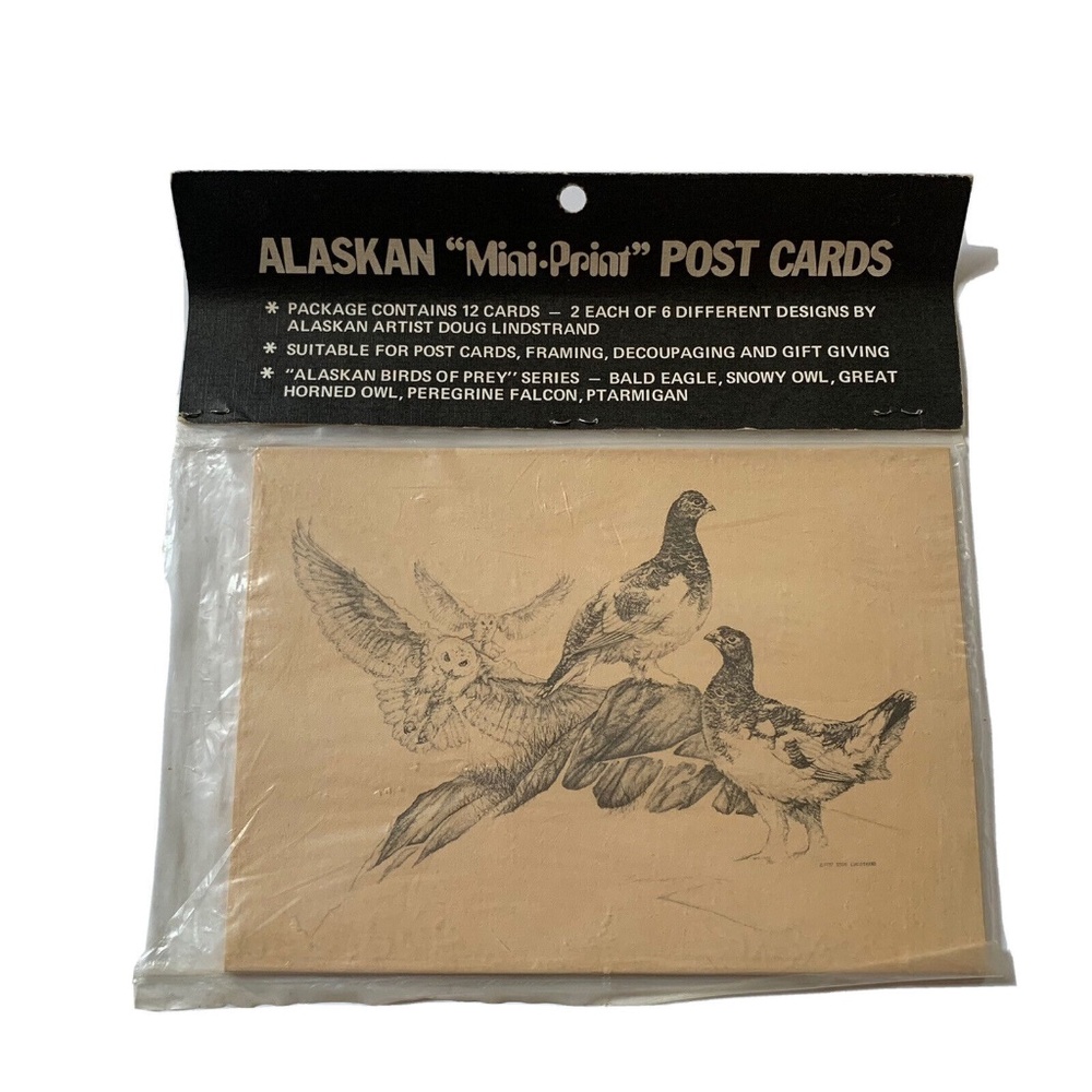 NEW Alaska Mini-Print PostCards 12 Pack Birds Of Prey Artist Doug Lindstrand
